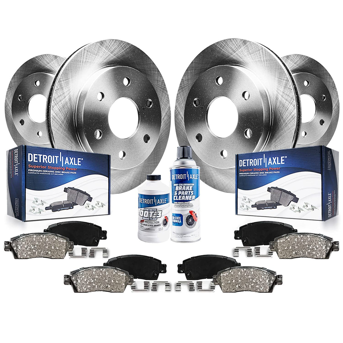 Detroit Axle - Brake Kit for 2005-2012 Nissan Pathfinder Disc Brake Rotors Ceramic Brakes Pads w/Hardware 2006 2007 2008 2009 20